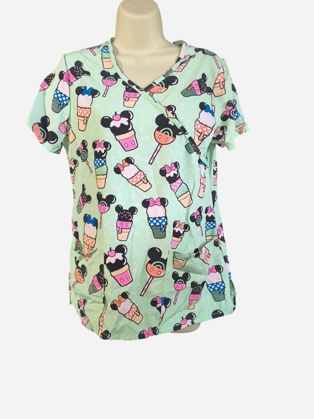 Disney Mint Short-Sleeve Ice Cream & Character Print Top